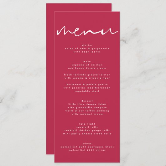Modern Red Magenta Neutral White Wedding Programm (Vorne/Hinten)