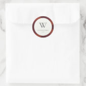 Modern Red Maroon Marsala Kariert Pattern Monogram Runder Aufkleber (Tasche)