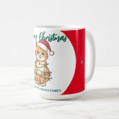 modern red merry cat snowflake christmas kitten Ca Kaffeetasse (VorderseiteRechts)