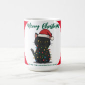 modern red merry cat snowflake christmas kitten Ca Kaffeetasse (Mittel)