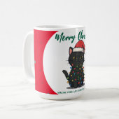 modern red merry cat snowflake christmas kitten Ca Kaffeetasse (Vorderseite Links)