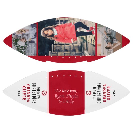 Modern Red Merry Christmas Opa FotoCollage Football (Paneele)