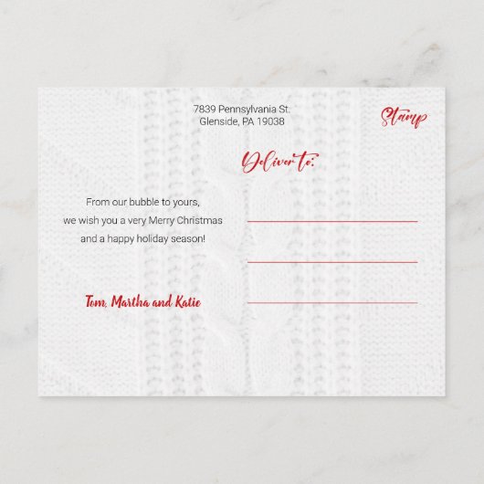 Modern Red Merry Christmas Script Foto Postkarte (Rückseite)