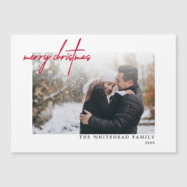 Modern Red Merry Weihnachten White Magnetic Card Magnetkarte
