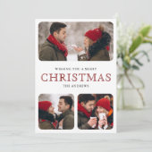 Modern Red Minimal 6 Foto Collage Weihnachten (Stehend Vorderseite)