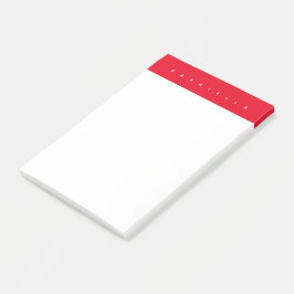 Modern Red Minimalistisch Small Bold Name Post-it Klebezettel