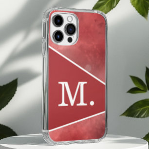 Modern Red Monogram iPhone 16 Pro Max Hülle