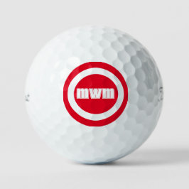 Modern Red Monogram Custom Golf Balls Golfball