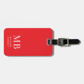 Modern Red Monogram Gepäckanhänger (Vorderseite horizontal)