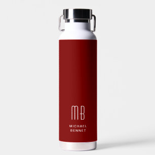 Modern Red Monogram Trinkflasche
