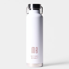 Modern Red Monogram Trinkflasche
