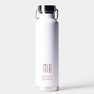 Modern Red Monogram Trinkflasche