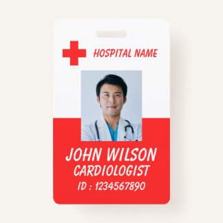 Modern Red Nurse Photo ID Badge Template Ausweis