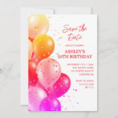 Modern Red Orange 50. Geburtstag Einladung (Vorderseite)