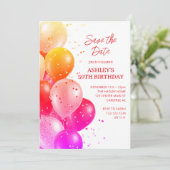 Modern Red Orange 50. Geburtstag Einladung (Stehend Vorderseite)