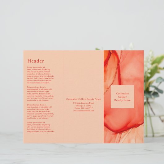 Modern Red Orange Elegante Trifold Broschüre (Stehend Vorderseite)