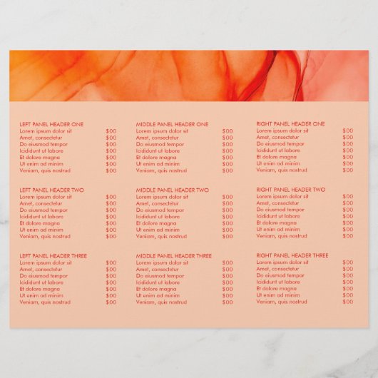 Modern Red Orange Elegante Trifold Broschüre (Rückseite)