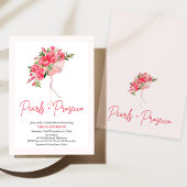 Modern Red Peongs Pearls Prosecco Brautparty Einladung