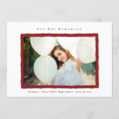 Modern Red Photo Frame Graduation Class of 2026 Ankündigung (Vorderseite)