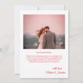 Modern Red  Photo Wedding Thank You Card W Note Dankeskarte (Rückseite)