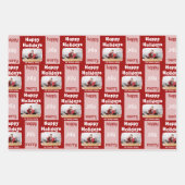 Modern Red Pink Familie Foto Weihnachtsfest Geschenkpapier Set (Vorderseite 3)