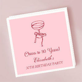 Modern Red&Pink freut sich auf 30 Jahre Geburtstag Serviette