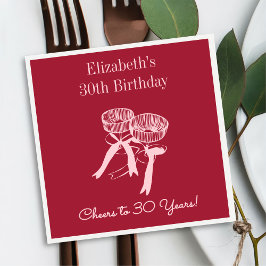 Modern Red&Pink freut sich auf 30 Jahre Geburtstag Serviette