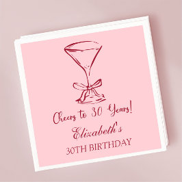 Modern Red&Pink freut sich auf 30 Jahre Geburtstag Serviette