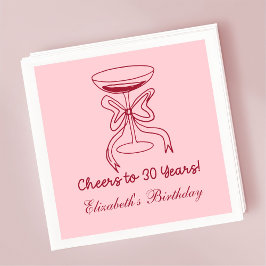 Modern Red&Pink freut sich auf 30 Jahre Geburtstag Serviette