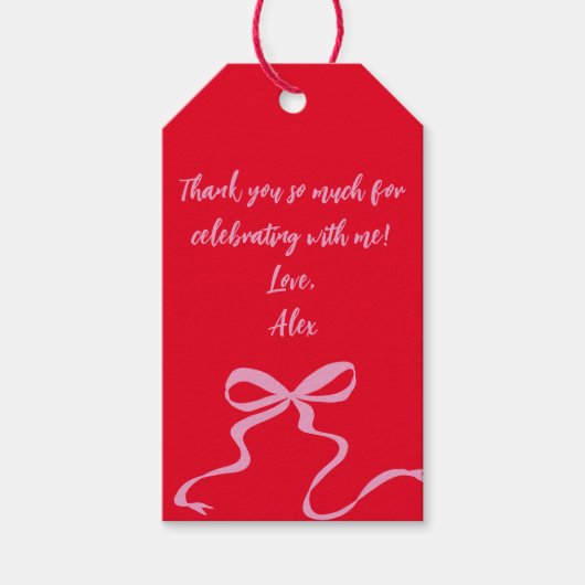 Modern Red Pink Gefallen Tag Geschenkanhänger (Vorderseite)