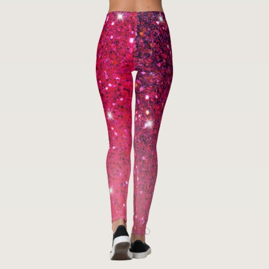 Modern Red & Pink Glitter Sparkles Gift Leggings (Rückseite)