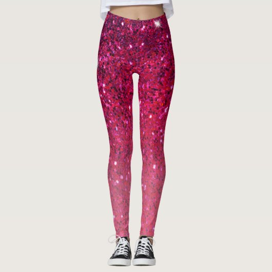 Modern Red & Pink Glitter Sparkles Gift Leggings (Vorderseite)
