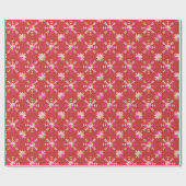 Modern Red Pink Gold Geometrische Schneeflocken Mu Geschenkpapier (Flach)