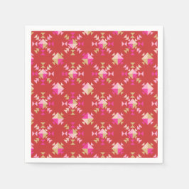 Modern Red Pink Gold Geometrische Schneeflocken Mu Serviette