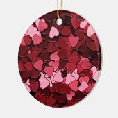Modern Red & Pink Heart Confetti Love Pattern Keramik Ornament (Links)