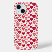 Modern Red & Pink Hearts Pattern Case-Mate iPhone Hülle (Rückseite)