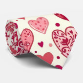 Modern Red & Pink Hearts Pattern Krawatte (Gerollt)