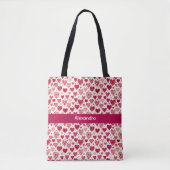 Modern Red & Pink Hearts Pattern Tasche (Vorderseite)