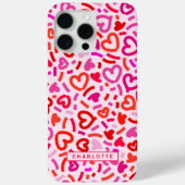 Modern Red Pink Purple Romantic Love Heart Pattern Case-Mate iPhone Hülle (Rückseite)
