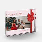 Modern Red & Pink Ribbon Bow Wrap Christmas Fotoblock (Links)