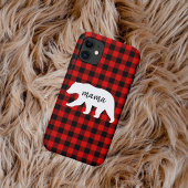 Modern Red Pläd and White Mama Bear Gift Case-Mate iPhone Hülle