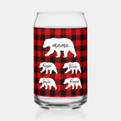 Modern Red Pläd and White Mama Bear Gift Dosenglas (Vorderseite)