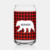 Modern Red Pläd and White Mama Bear Gift Dosenglas (Vorderseite)