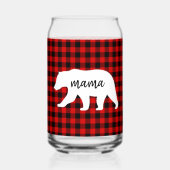 Modern Red Pläd and White Mama Bear Gift Dosenglas (Rückseite)
