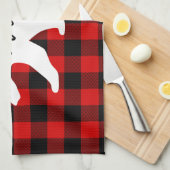 Modern Red Pläd and White Mama Bear Gift Geschirrtuch (Viertel Falte)