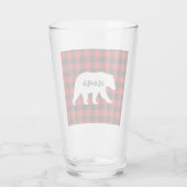 Modern Red Pläd and White Mama Bear Gift Glas (Rückseite)