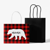 Modern Red Pläd and White Mama Bear Gift Große Geschenktüte