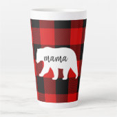 Modern Red Pläd and White Mama Bear Gift Milchtasse (Vorderseite)