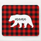 Modern Red Pläd and White Mama Bear Gift Mousepad (Vorne)