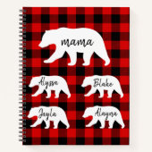 Modern Red Pläd and White Mama Bear Gift Notizblock (Vorderseite)